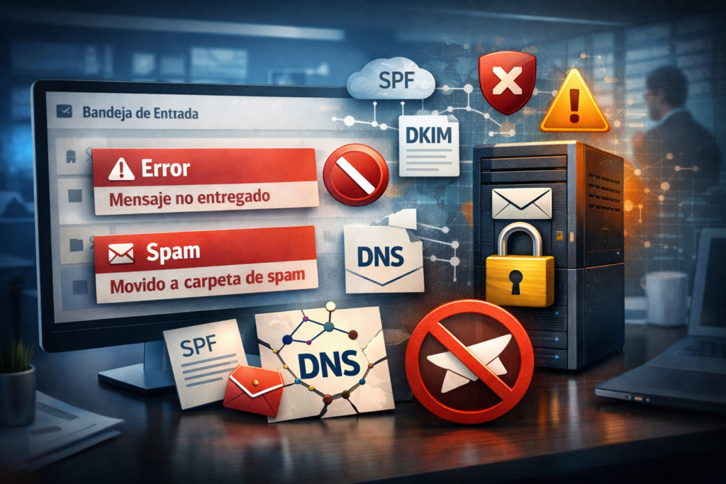 Problemas cuando los correos empresariales no llegan por errores en SPF, DKIM y configuración DNS