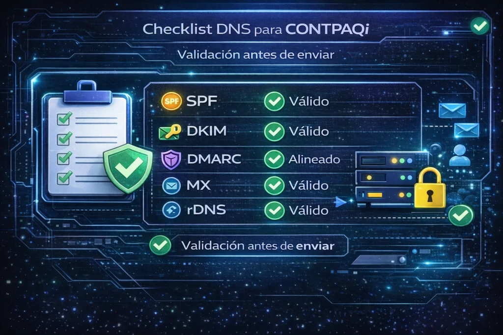 checklist DNS para CONTPAQi con SPF DKIM DMARC