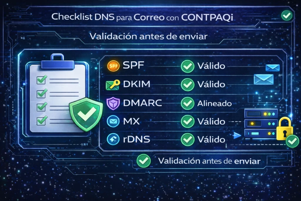 checklist DNS para correo con CONTPAQi en despacho contable