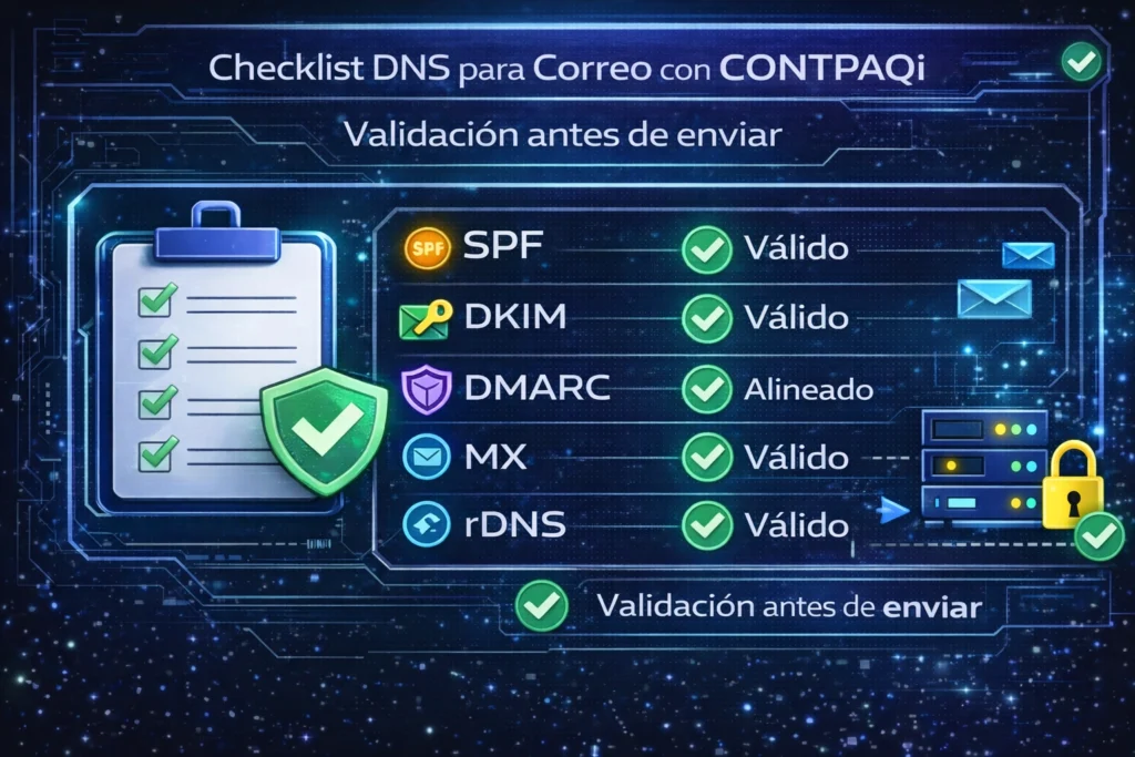 checklist DNS para correo con CONTPAQi en despacho contable