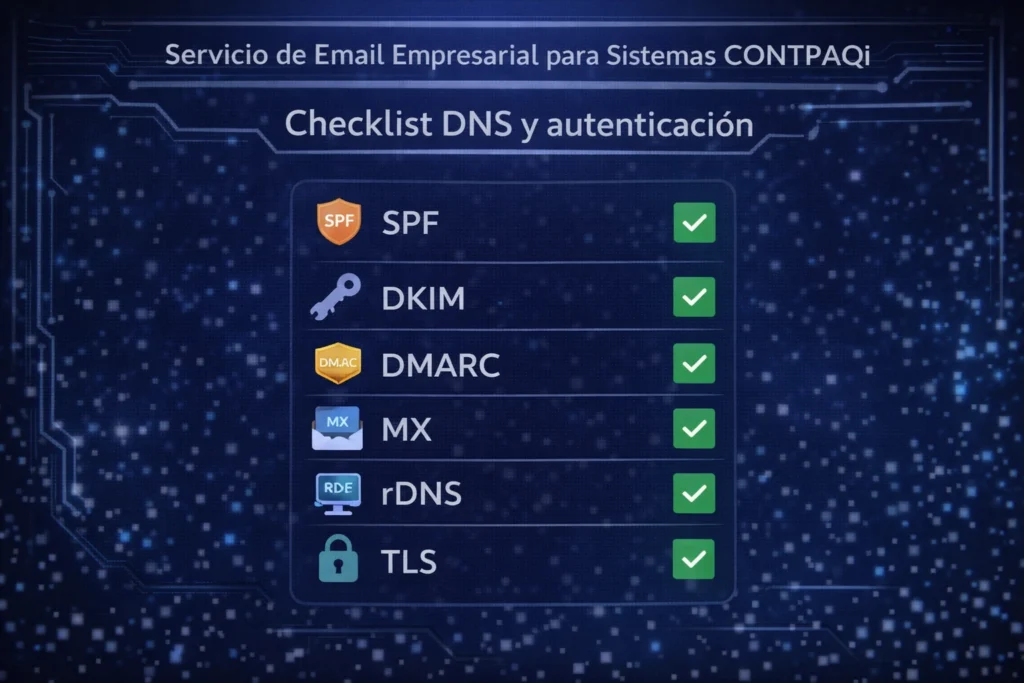 servicio de email empresarial para sistemas CONTPAQi checklist SPF DKIM DMARC
