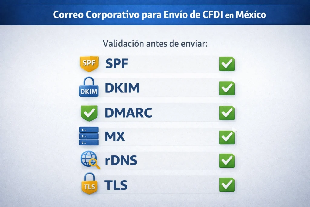 email corporativo para envío de CFDI en México checklist SPF DKIM DMARC