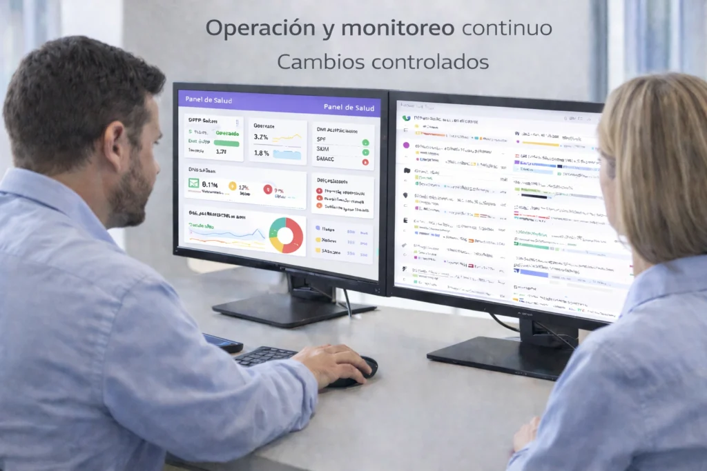 equipo de soporte revisando métricas y tickets