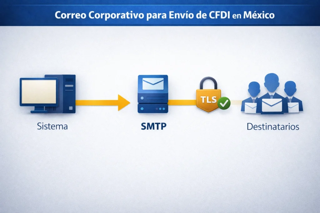 email corporativo para envío de CFDI en México con flujo SMTP seguro