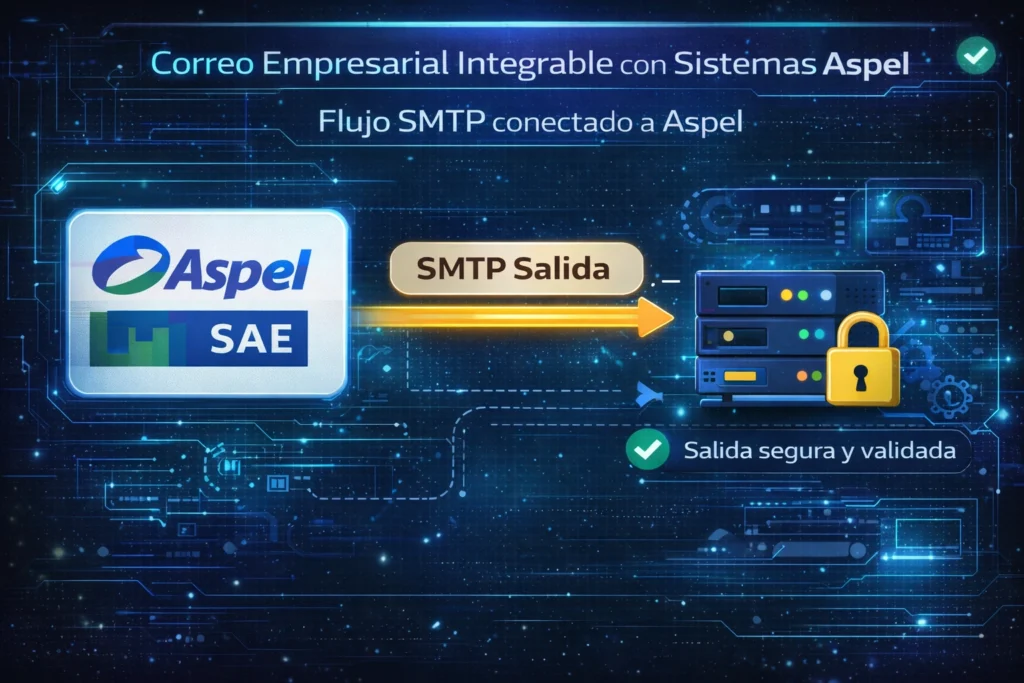 correo empresarial integrable con sistemas Aspel con flujo SMTP
