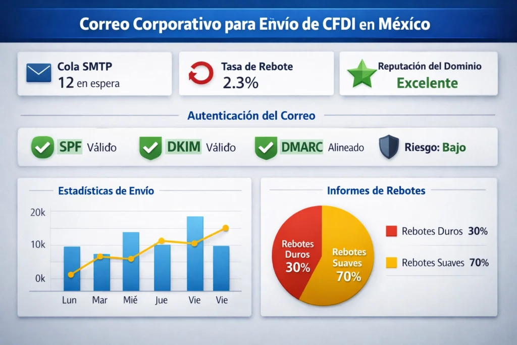 email corporativo para envío de CFDI en México con métricas de entrega