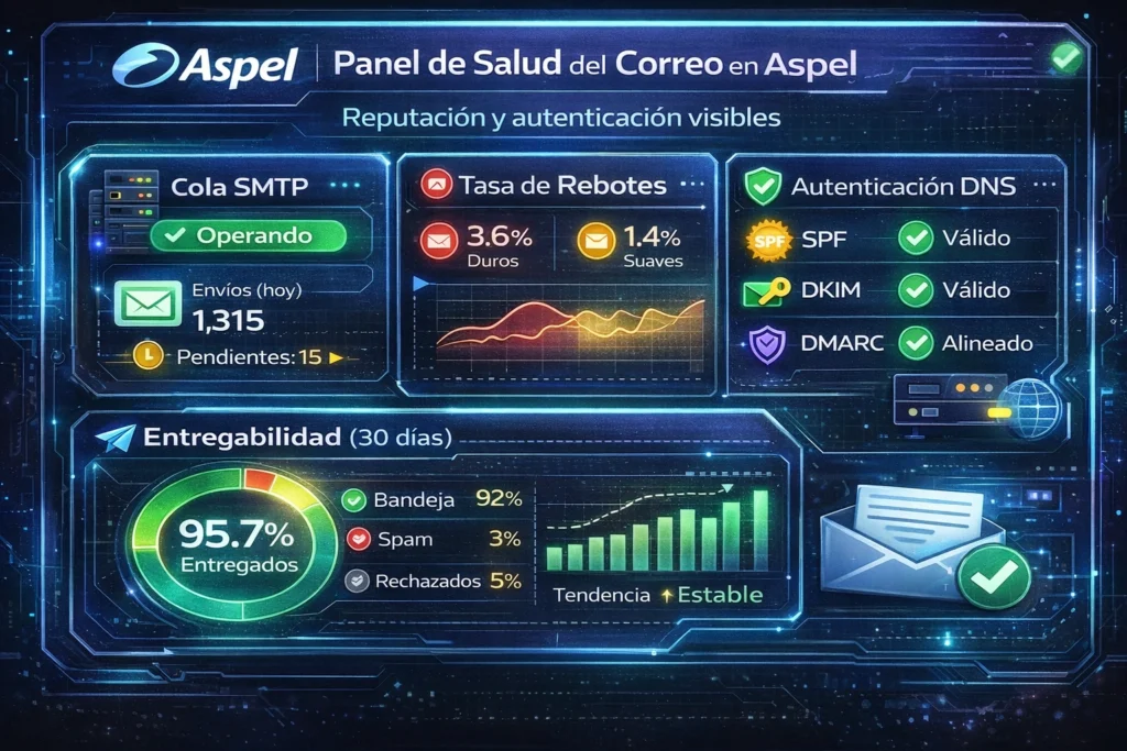 correo empresarial integrable con sistemas Aspel con métricas de entrega
